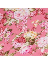 CHEMIN DE TABLE TISSU FLEURS ROSE 28CM X 3M