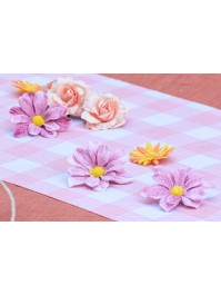 TABLE RUNNER CHIFFON WATER PINK GINGHAM 28CM X 3M