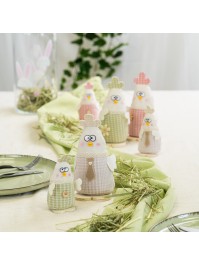 POULE GRANDS YEUX VICHY - 3 ASS 6CM X 4CM X 12CM