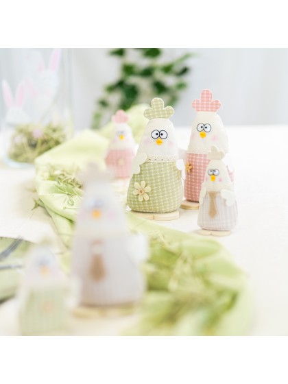 GINGHAM HEN W/ BIG EYES - 3 ASS 8CM X 6CM X 18CM