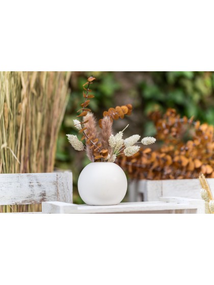 VASE CERAMIQUE BOULE BLANC DIA 8.7CM X 7.5CM
