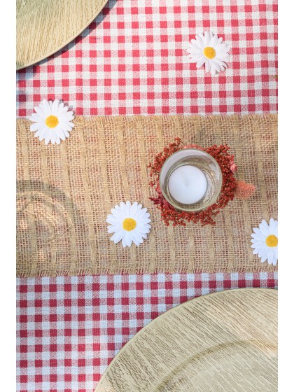 RED GINGHAM TABLECLOTH 145CM X 250CM