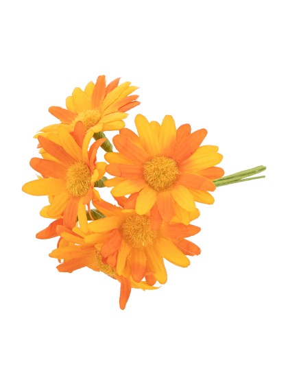 BOUQUET 6 MARGUERITES ORANGE 8.5CM X 3.5CM X 11CM
