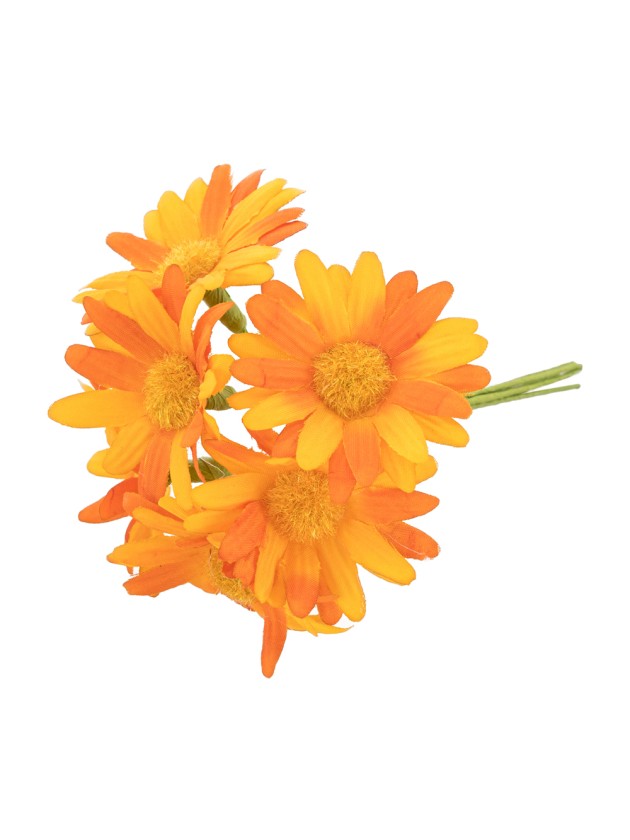 BUNCH 6 ORANGE DAISY FLOWERS 8.5CM X 3.5CM X 11CM