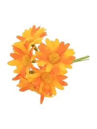 BUNCH 6 ORANGE DAISY FLOWERS 8.5CM X 3.5CM X 11CM
