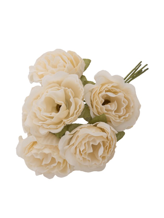 BOUQUET 6 PIVOINES BLANCHES 9CM X 5CM X 14CM