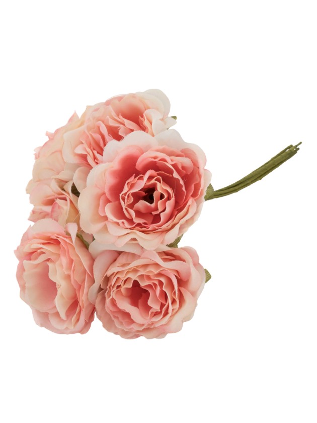 BOUQUET 6 PIVOINES VIEUX ROSE 9CM X 5CM X 14CM