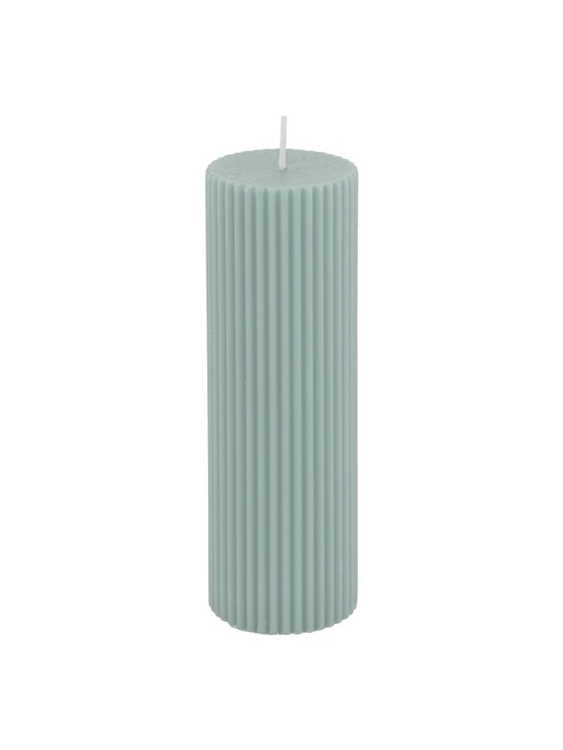 SAGE GREEN FLUTED PILLAR CANDLE DIA 5CM X 15CM