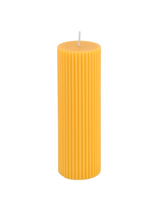 MUSTARD FLUTED PILLAR CANDLE DIA 5CM X 15CM
