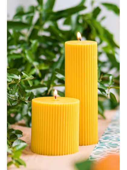 MUSTARD FLUTED PILLAR CANDLE DIA 5CM X 15CM