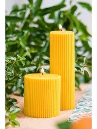 MUSTARD FLUTED PILLAR CANDLE DIA 5CM X 15CM