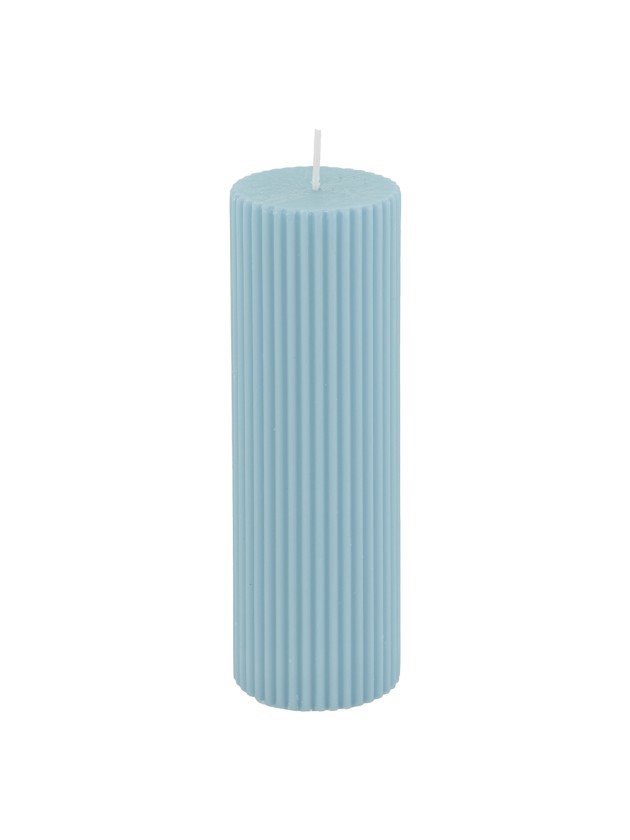 PASTEL BLUE FLUTED PILLAR CANDLE DIA 5CM X 15CM