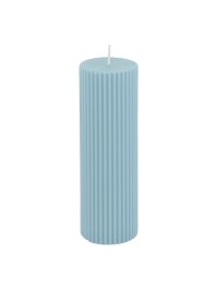 PASTEL BLUE FLUTED PILLAR CANDLE DIA 5CM X 15CM