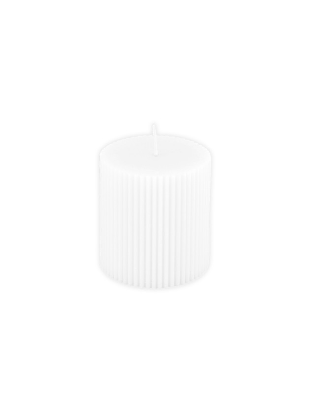 WHITE FLUTED PILLAR CANDLE DIA 7CM X 7.5CM
