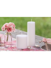 WHITE FLUTED PILLAR CANDLE DIA 7CM X 7.5CM