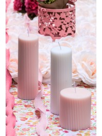 BOUGIE PILIER CANNELEE ROSE WATER DIA 7CM X 7.5CM