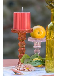 BOUGIE PILIER CANNELEE PINK LADY DIA 7CM X 7.5CM