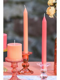 SET 2 TANGERINE FLUTED DINNER CANDLES DIA 2.2CM X 25CM