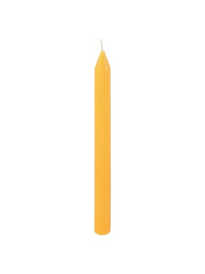SET 2 MUSTARD FLUTED DINNER CANDLES DIA 2.2CM X 25CM