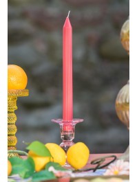 SET 2 PINK LADY FLUTED DINNER CANDLES DIA 2.2CM X 25CM