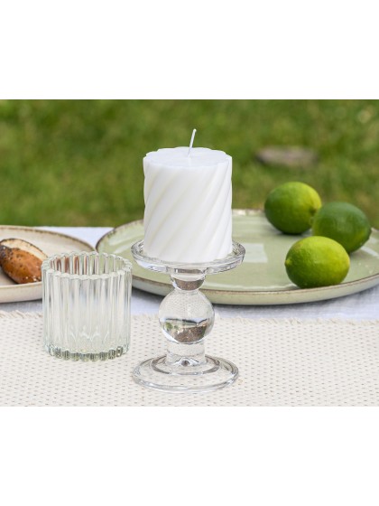 BOUGIE PILIER TORSADE BLANC DIA 7CM X 7.5CM