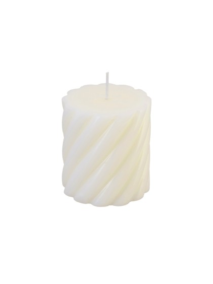 BOUGIE PILIER TORSADE IVOIRE DIA 7CM X 7.5CM