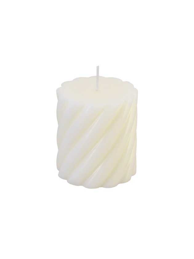 IVORY SPIRAL PILLAR CANDLE DIA 7CM X 7.5CM
