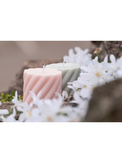 NUDE PINK SPIRAL PILLAR CANDLE DIA 7CM X 7.5CM
