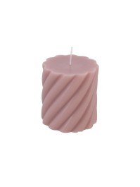 OLD PINK SPIRAL PILLAR CANDLE DIA 7CM X 7.5CM