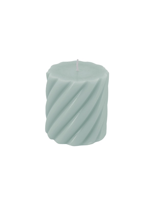 SAGE GREEN SPIRAL PILLAR CANDLE DIA 7CM X 7.5CM
