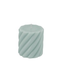 SAGE GREEN SPIRAL PILLAR CANDLE DIA 7CM X 7.5CM