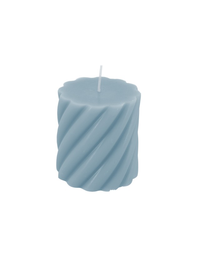 STEEL BLUE SPIRAL PILLAR CANDLE DIA 7CM X 7.5CM