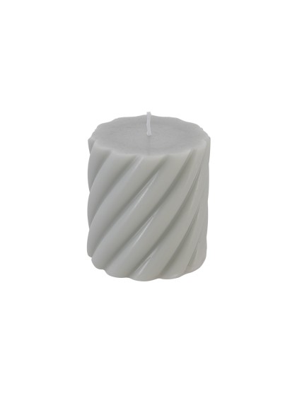 COOL GREY SPIRAL PILLAR CANDLE DIA 7CM X 7.5CM