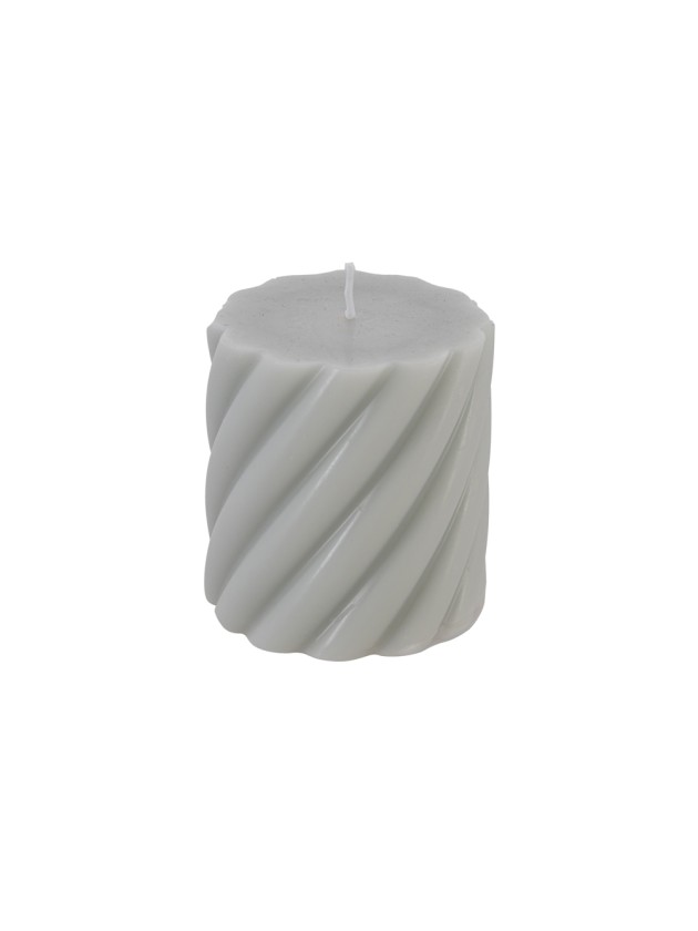 COOL GREY SPIRAL PILLAR CANDLE DIA 7CM X 7.5CM