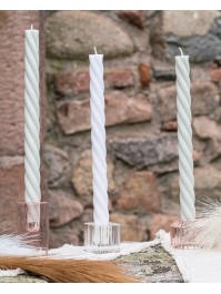 SET 2 WHITE SPIRAL TAPER CANDLES DIA 2.2CM X 26CM