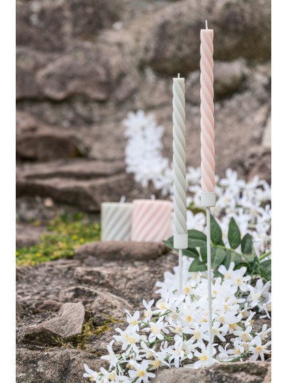 SET 2 NUDE PINK SPIRAL TAPER CANDLES DIA 2.2CM X 26CM