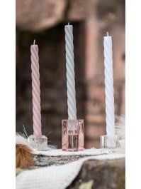 SET 2 BOUGIES FLAMBEAU TORSADE VERT SAUGE DIA 2.2CM X 26CM