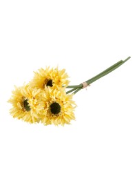 BUNCH 3 YELLOW GERBERA 25CM