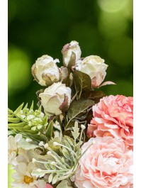 STEM 5 WHITE ROSES REALISTIC EFFECT 43CM