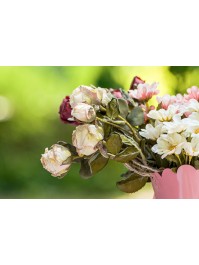 STEM 5 IVORY ROSES REALISTIC EFFECT 43CM
