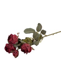 TIGE 5 ROSES ROUGES EFFET REALISTE 43CM
