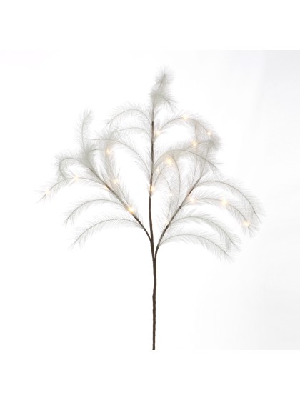 WHITE ARTIFICIAL PAMPA STEM WITH LED 130CM