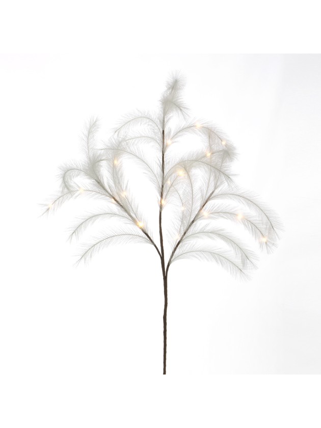 WHITE ARTIFICIAL PAMPA STEM WITH LED 130CM