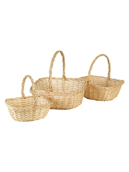 SET 3 PANIERS OSIER NATUREL 36CM X 31CM X 36CM/31CM X 26CM X 32CM/26CM X 20CM X 27CM