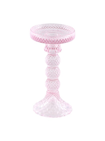 PORTE BOUGIE VERRE ROSE WATER MACARENA GM DIA 8.8CM X 16.7CM