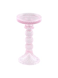 PORTE BOUGIE VERRE ROSE WATER MACARENA GM DIA 8.8CM X 16.7CM