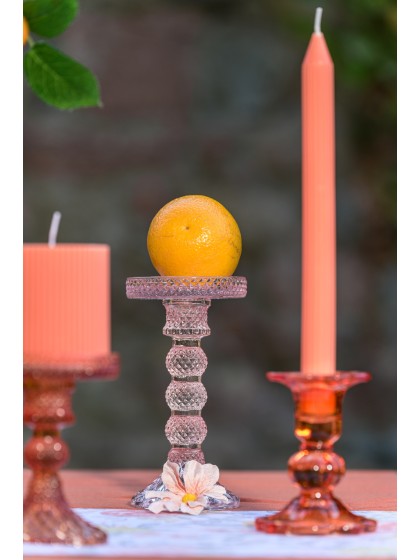 PORTE BOUGIE VERRE ROSE WATER MACARENA GM DIA 8.8CM X 16.7CM