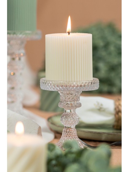 CLEAR GLASS CANDLEHOLDER MACARENA SMALL SIZE DIA 8.8CM X 11.8CM