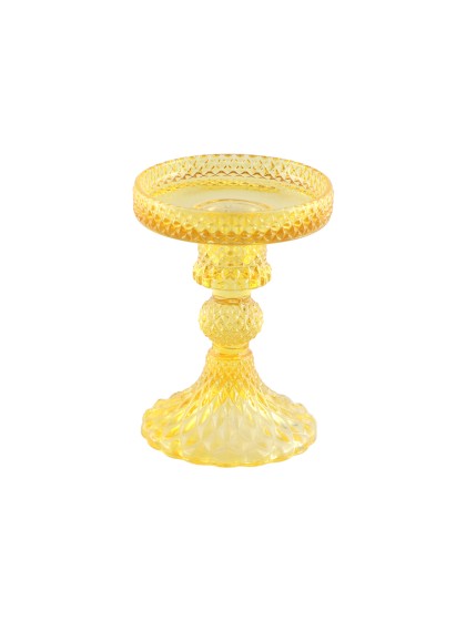 YELLOW GLASS CANDLEHOLDER MACARENA SMALL SIZE DIA 8.8CM X 11.8CM
