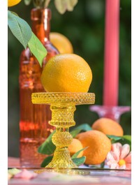 YELLOW GLASS CANDLEHOLDER MACARENA SMALL SIZE DIA 8.8CM X 11.8CM